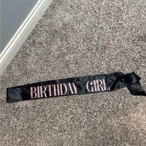 Black with Pink Sparkle Lettering  Birthday Girl Sash